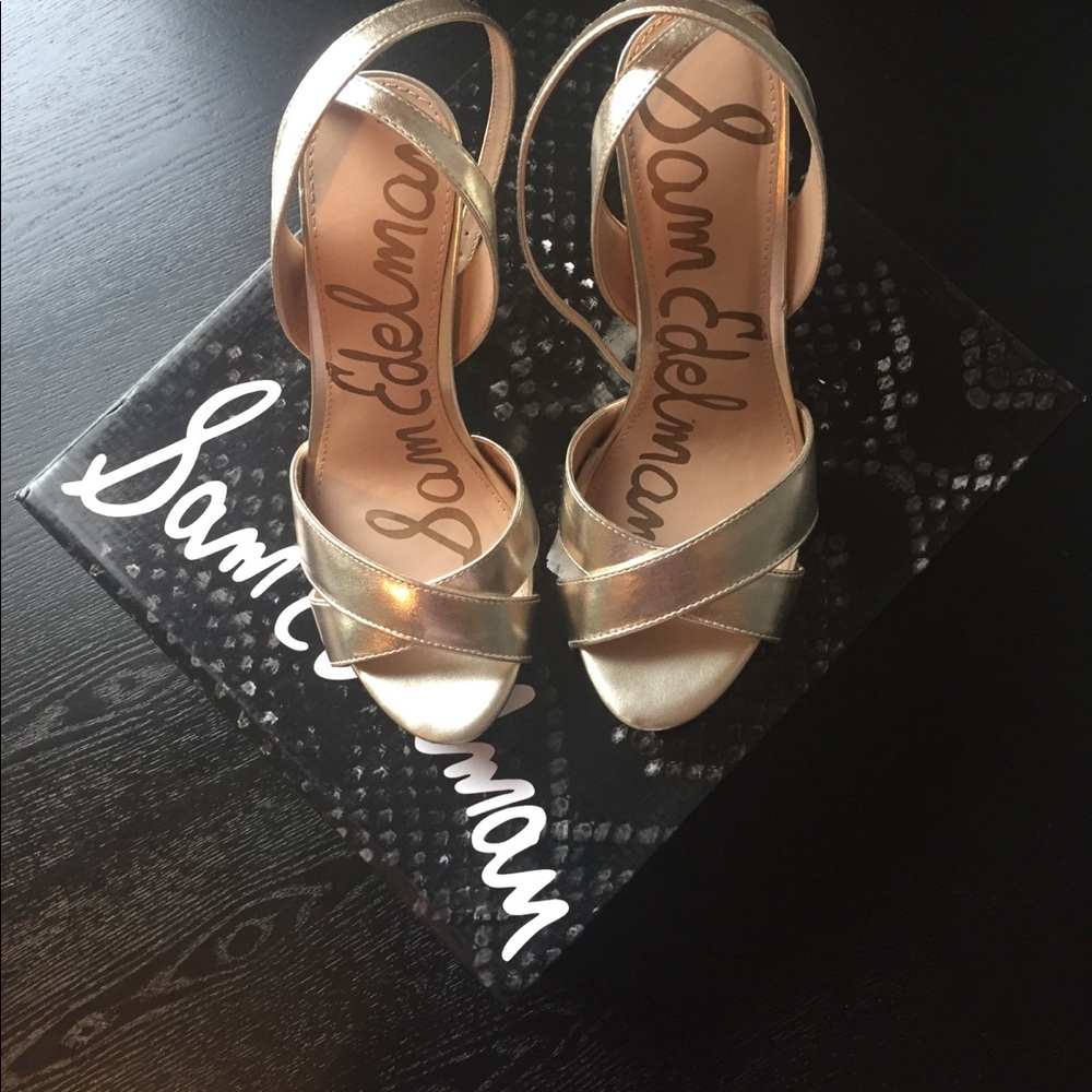 Sam Edelman golden peep toe heel NWB - Picture 4 of 9